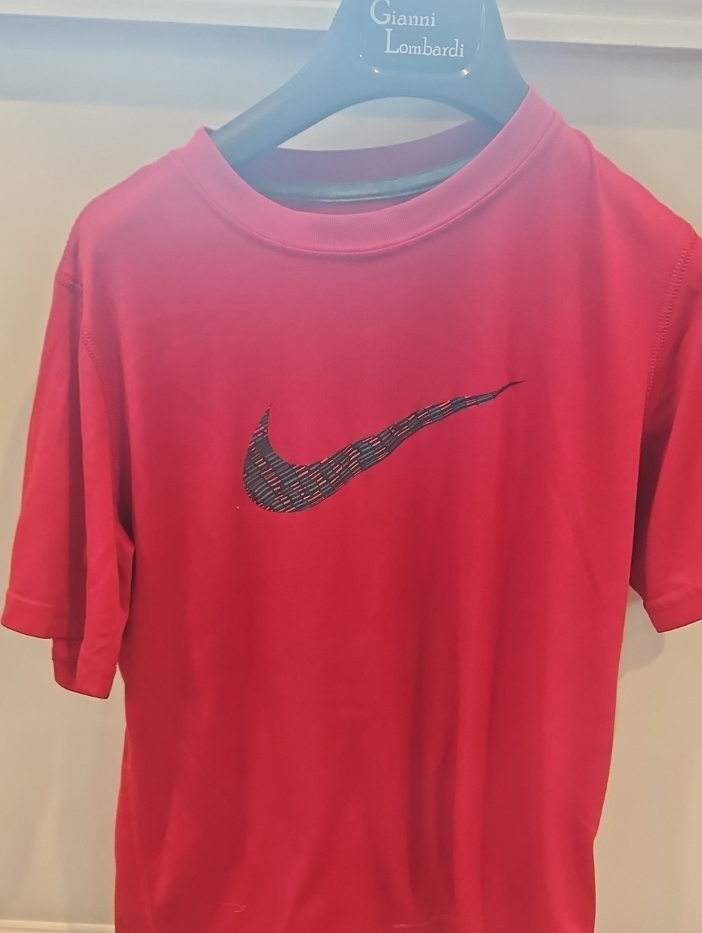 Nike Kids Red Short Sleeve Tee with Black Swoosh
